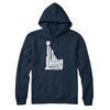 Idaho State Shape Text Hoodie-Navy Blue-Allegiant Goods Co. Vintage Sports Apparel