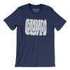 Colorado State Shape Text Men/Unisex T-Shirt-Navy-Allegiant Goods Co. Vintage Sports Apparel