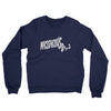 Massachusetts State Shape Text Midweight French Terry Crewneck Sweatshirt-Navy-Allegiant Goods Co. Vintage Sports Apparel