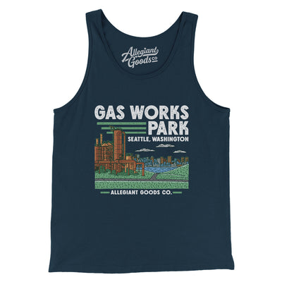 Gas Works Park Men/Unisex Tank Top-Navy-Allegiant Goods Co. Vintage Sports Apparel