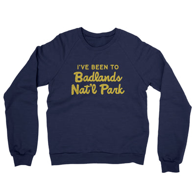 I've Been To Badlands National Park Midweight French Terry Crewneck Sweatshirt-Navy-Allegiant Goods Co. Vintage Sports Apparel
