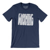 Wyoming State Shape Text Men/Unisex T-Shirt-Navy-Allegiant Goods Co. Vintage Sports Apparel