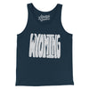 Wyoming State Shape Text Men/Unisex Tank Top-Navy-Allegiant Goods Co. Vintage Sports Apparel