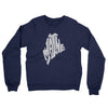 Maine State Shape Text Midweight French Terry Crewneck Sweatshirt-Navy-Allegiant Goods Co. Vintage Sports Apparel
