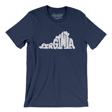 Virginia State Shape Text Men/Unisex T-Shirt-Navy-Allegiant Goods Co. Vintage Sports Apparel