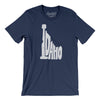 Idaho State Shape Text Men/Unisex T-Shirt-Navy-Allegiant Goods Co. Vintage Sports Apparel
