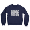 Wyoming State Shape Text Midweight French Terry Crewneck Sweatshirt-Navy-Allegiant Goods Co. Vintage Sports Apparel