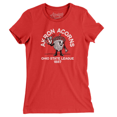 Akron Acorns Baseball Women's T-Shirt-Red-Allegiant Goods Co. Vintage Sports Apparel