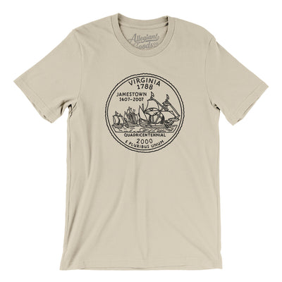 Virginia State Quarter Men/Unisex T-Shirt-Soft Cream-Allegiant Goods Co. Vintage Sports Apparel