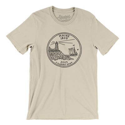Maine State Quarter Men/Unisex T-Shirt-Soft Cream-Allegiant Goods Co. Vintage Sports Apparel