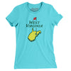 West Virginia Golf Women's T-Shirt-Tahiti Blue-Allegiant Goods Co. Vintage Sports Apparel