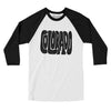 Colorado State Shape Text Men/Unisex Raglan 3/4 Sleeve T-Shirt-White with Black-Allegiant Goods Co. Vintage Sports Apparel