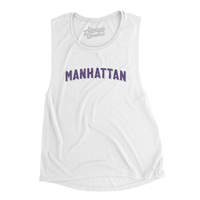Manhattan Varsity Women's Flowey Scoopneck Muscle Tank-White-Allegiant Goods Co. Vintage Sports Apparel
