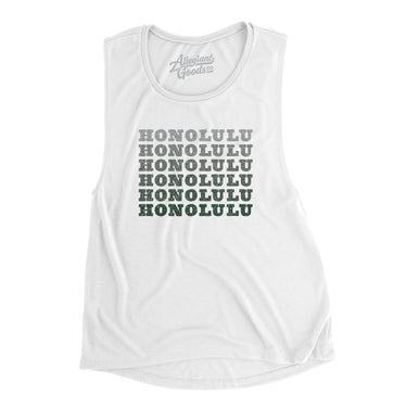 Honolulu Repeat Women's Flowey Scoopneck Muscle Tank-White-Allegiant Goods Co. Vintage Sports Apparel