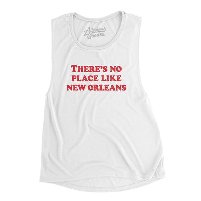 There's No Place Like New Orleans Women's Flowey Scoopneck Muscle Tank-White-Allegiant Goods Co. Vintage Sports Apparel