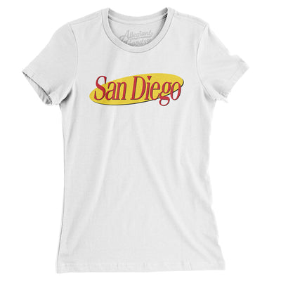 San Diego Seinfeld Women's T-Shirt-White-Allegiant Goods Co. Vintage Sports Apparel