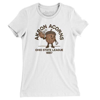 Akron Acorns Baseball Women's T-Shirt-White-Allegiant Goods Co. Vintage Sports Apparel