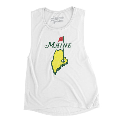 Maine Golf Women's Flowey Scoopneck Muscle Tank-White-Allegiant Goods Co. Vintage Sports Apparel
