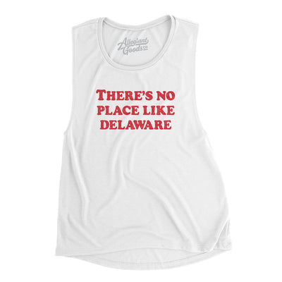 There's No Place Like Delaware Women's Flowey Scoopneck Muscle Tank-White-Allegiant Goods Co. Vintage Sports Apparel