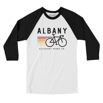 Albany Cycling Men/Unisex Raglan 3/4 Sleeve T-Shirt-White|Black-Allegiant Goods Co. Vintage Sports Apparel