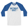 Detroit Grit Men/Unisex Raglan 3/4 Sleeve T-Shirt-White|True Royal-Allegiant Goods Co. Vintage Sports Apparel