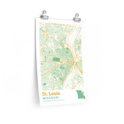 St. Louis Missouri City Street Map Poster-12″ × 18″-Allegiant Goods Co. Vintage Sports Apparel