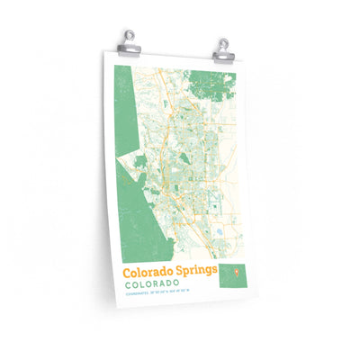 Colorado Springs Colorado City Street Map Poster-12″ × 18″-Allegiant Goods Co. Vintage Sports Apparel