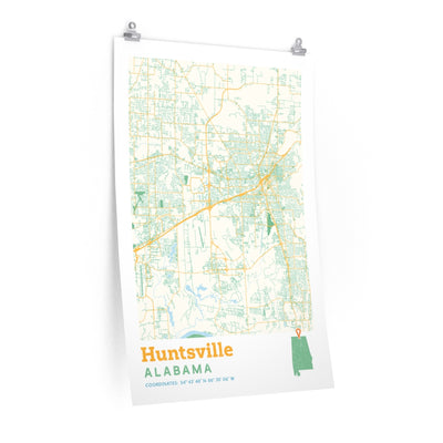 Huntsville Alabama City Street Map Poster-24″ × 36″-Allegiant Goods Co. Vintage Sports Apparel