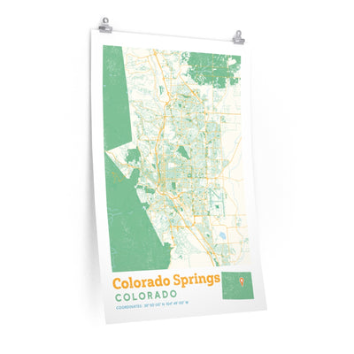 Colorado Springs Colorado City Street Map Poster-24″ × 36″-Allegiant Goods Co. Vintage Sports Apparel