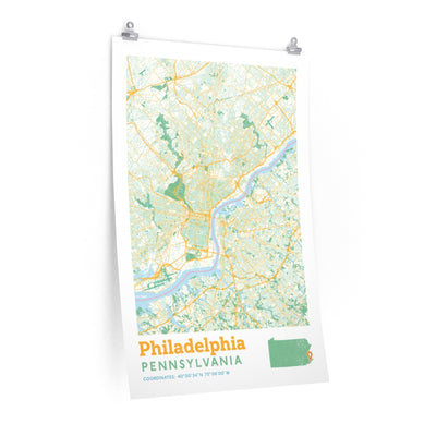 Philadelphia Pennsylvania City Street Map Poster-24″ × 36″-Allegiant Goods Co. Vintage Sports Apparel