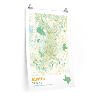 Austin Texas City Street Map Poster-20″ × 30″-Allegiant Goods Co. Vintage Sports Apparel