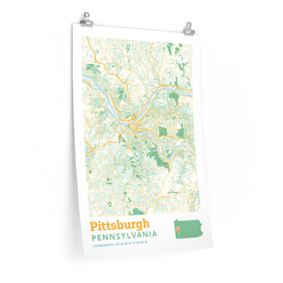 Pittsburgh Pennsylvania City Street Map Poster-20″ × 30″-Allegiant Goods Co. Vintage Sports Apparel