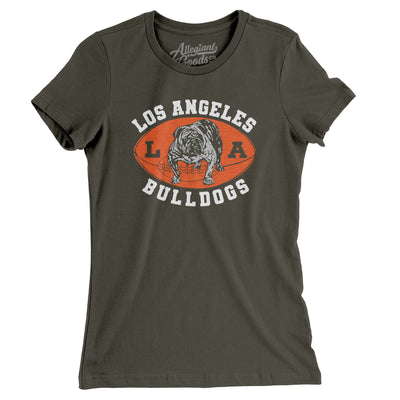 Los Angeles Bulldogs Football Women's T-Shirt-Army-Allegiant Goods Co. Vintage Sports Apparel