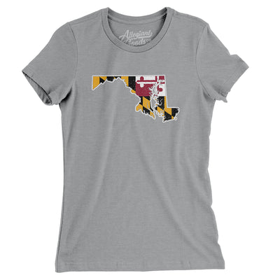 Maryland State Flag Women's T-Shirt-Athletic Heather-Allegiant Goods Co. Vintage Sports Apparel