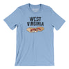 West Virginia Pepperoni Roll Men/Unisex T-Shirt-Baby Blue-Allegiant Goods Co. Vintage Sports Apparel