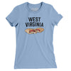West Virginia Pepperoni Roll Women's T-Shirt-Baby Blue-Allegiant Goods Co. Vintage Sports Apparel