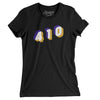 Baltimore 410 Area Code Women's T-Shirt-Black-Allegiant Goods Co. Vintage Sports Apparel