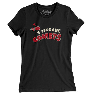 Spokane Comets Hockey Women's T-Shirt-Black-Allegiant Goods Co. Vintage Sports Apparel
