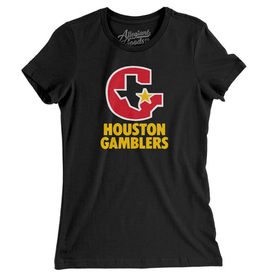 Houston Gamblers Football Women's T-Shirt-Black-Allegiant Goods Co. Vintage Sports Apparel