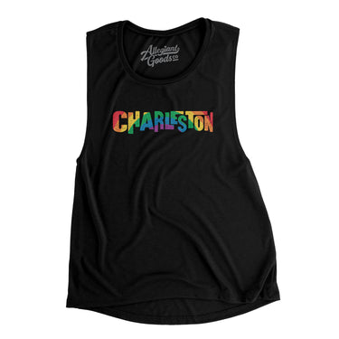 Charleston South Carolina Pride Women's Flowey Scoopneck Muscle Tank-Black-Allegiant Goods Co. Vintage Sports Apparel