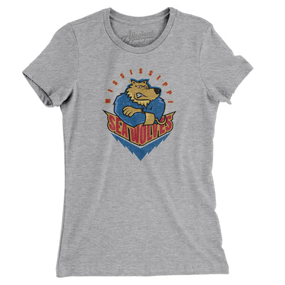 Mississippi Sea Wolves Hockey Women's T-Shirt-Athletic Heather-Allegiant Goods Co. Vintage Sports Apparel