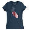 California American Flag Women's T-Shirt-Navy-Allegiant Goods Co. Vintage Sports Apparel