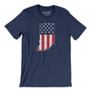 Indiana American Flag Men/Unisex T-Shirt-Navy-Allegiant Goods Co. Vintage Sports Apparel
