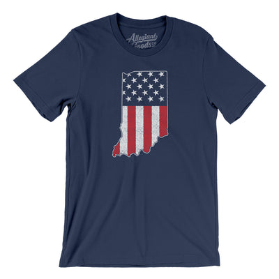 Indiana American Flag Men/Unisex T-Shirt-Navy-Allegiant Goods Co. Vintage Sports Apparel