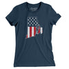 Rhode Island American Flag Women's T-Shirt-Navy-Allegiant Goods Co. Vintage Sports Apparel