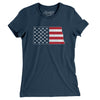 North Dakota American Flag Women's T-Shirt-Navy-Allegiant Goods Co. Vintage Sports Apparel