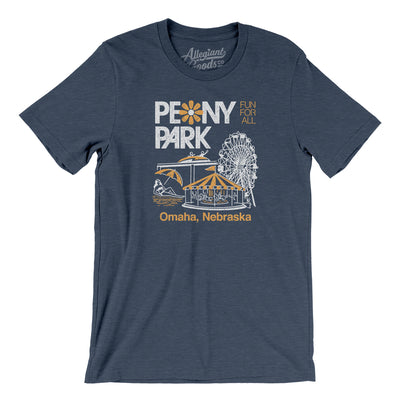 Peony Park Amusement Park Men/Unisex T-Shirt-Heather Navy-Allegiant Goods Co. Vintage Sports Apparel