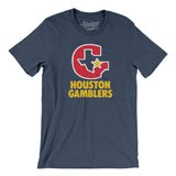 Houston Gamblers Football Men/Unisex T-Shirt-Heather Navy-Allegiant Goods Co. Vintage Sports Apparel