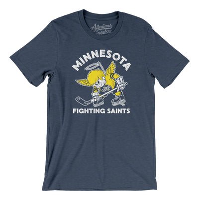 Minnesota Fighting Saints Hockey Men/Unisex T-Shirt-Heather Navy-Allegiant Goods Co. Vintage Sports Apparel