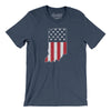 Indiana American Flag Men/Unisex T-Shirt-Heather Navy-Allegiant Goods Co. Vintage Sports Apparel